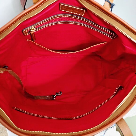 NWT DOONEY & BOURKE Tmoro Tote Bag DARK BROWN & COGNAC Leather Shopper Handbag - Picture 8 of 12